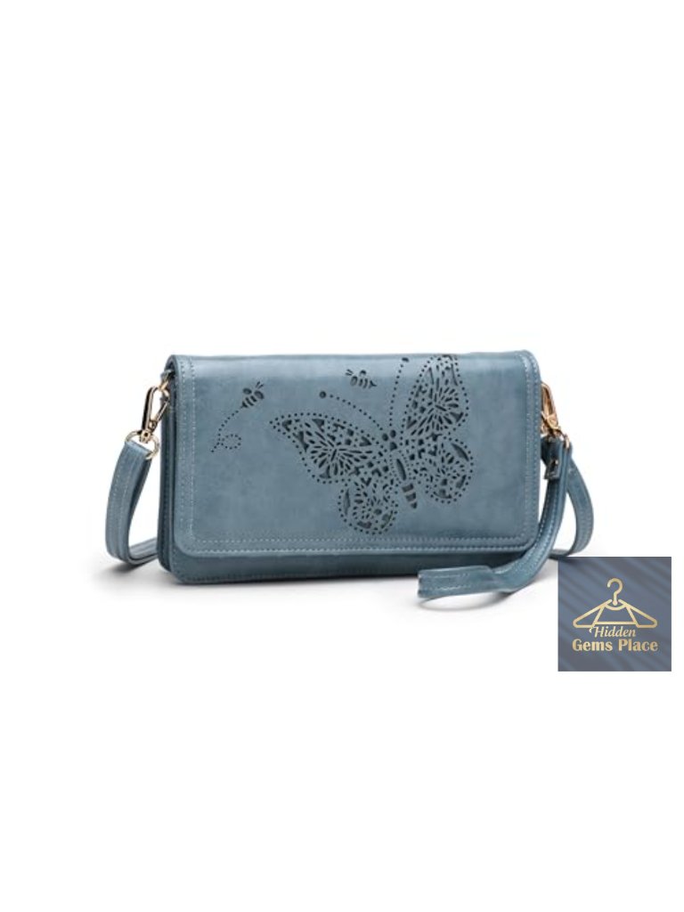 Vegan Leather Crossbody Bag With Rfid Blocking Wristlet Wallet Phone Purse
